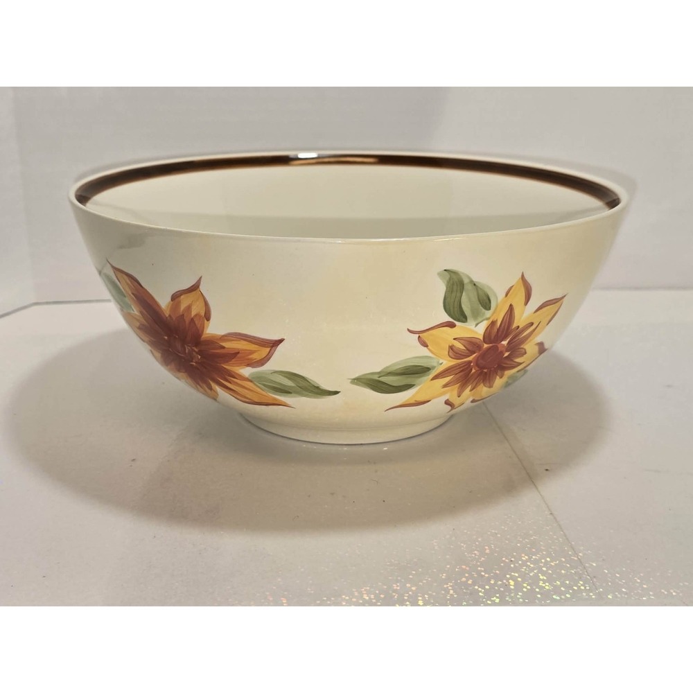 🌻 April Cornell Floral Ceramic‎ Bowl 10" Cottagecore Farmhouse Serving EUC 🌻